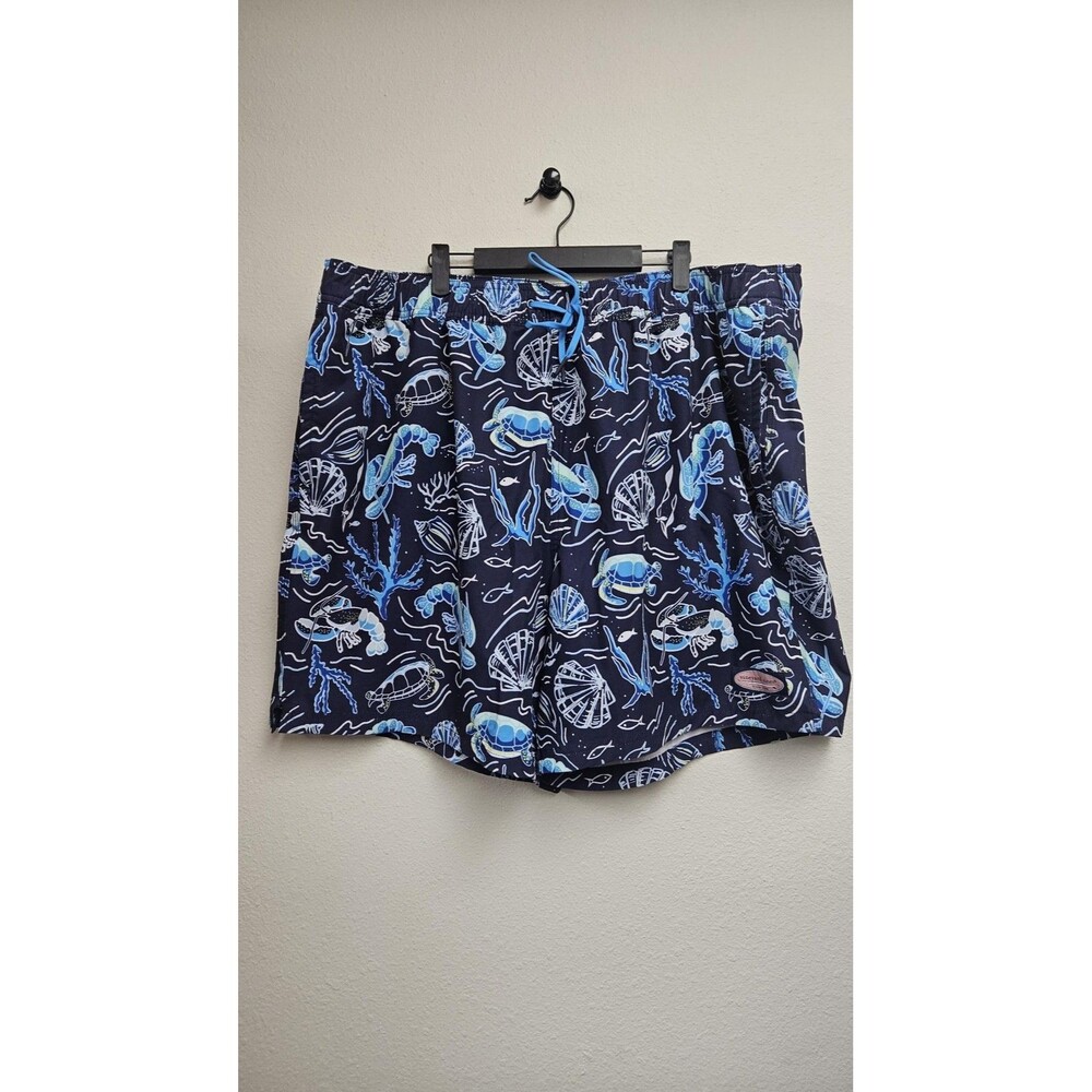 Vineyard Vines Swim Trunks Mens Big 3X Blue Sea Life Print Stretch Mesh Lined